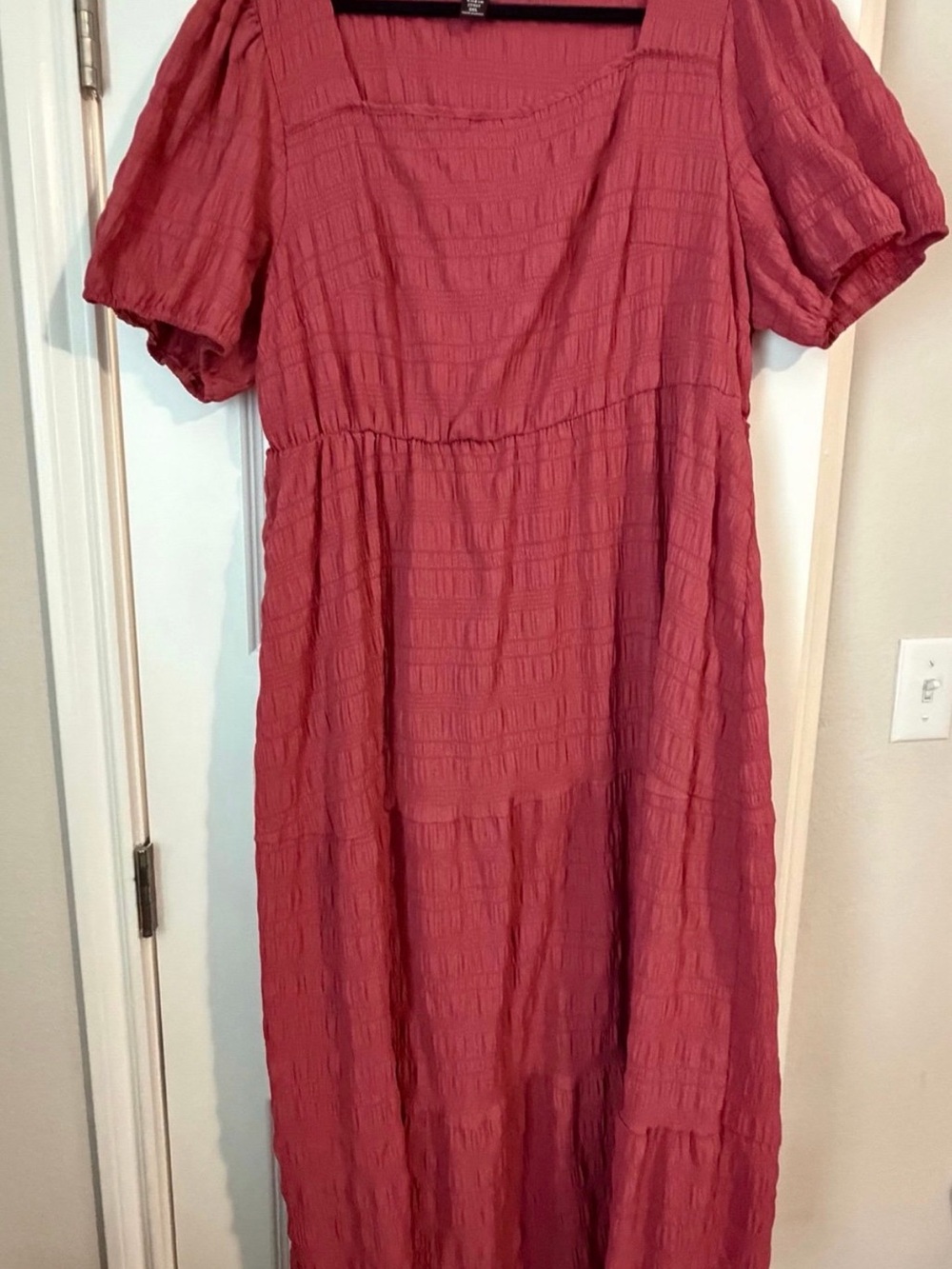 Women's Square Neck Tiered Maxi Dress - Rust Pink